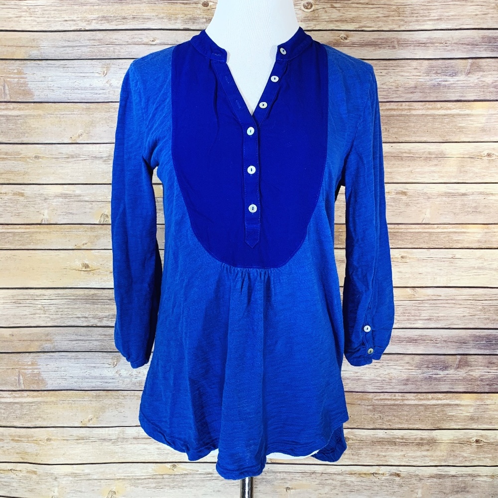 Anthropologie Meadow Rue Blue 3/4 Sleeve Blouse